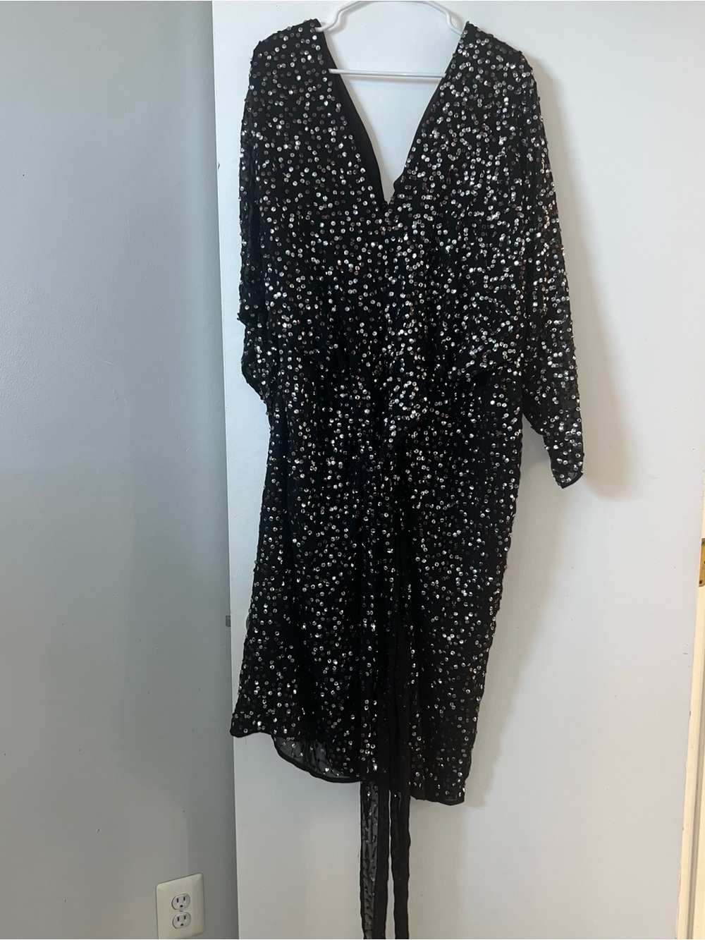 ASOS Curve Black Sequin Wrap Dress
